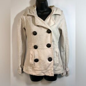 Billabong Women’s Double Breasted Coat, Hooded in Cream, Size Small